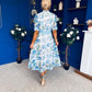 Kylie Floral Lace Occasion Dress Blue