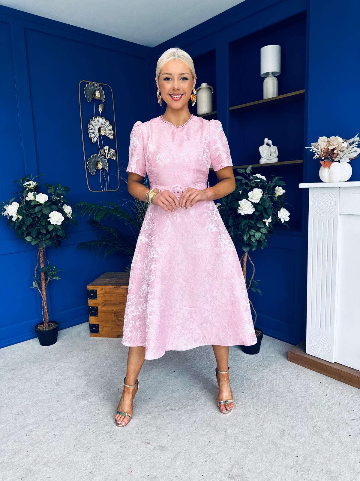 Patricia Jacquard Occasion Dress Pink
