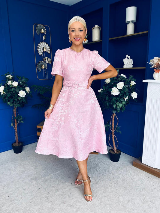 Patricia Jacquard Occasion Dress Pink