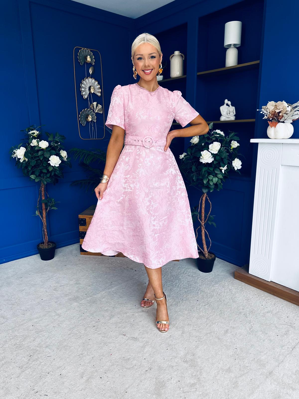 Patricia Jacquard Occasion Dress Pink