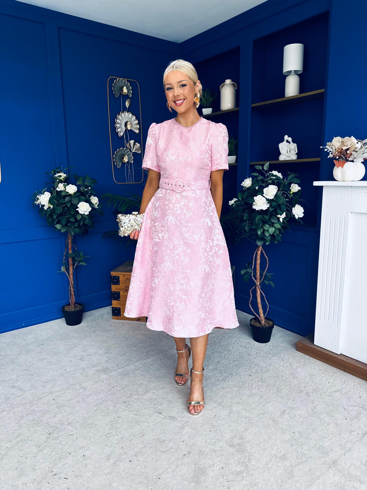 Patricia Jacquard Occasion Dress Pink