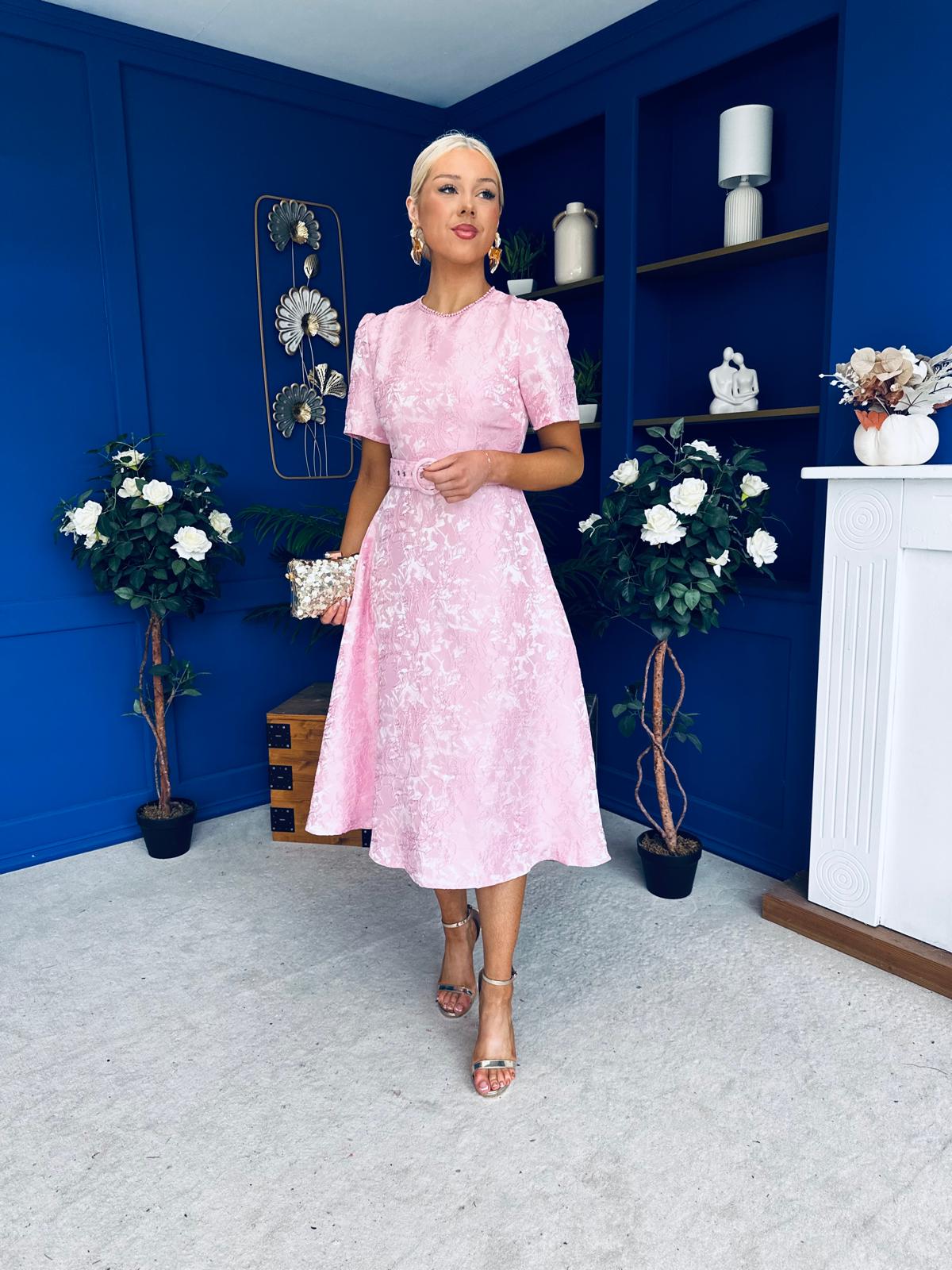 Patricia Jacquard Occasion Dress Pink