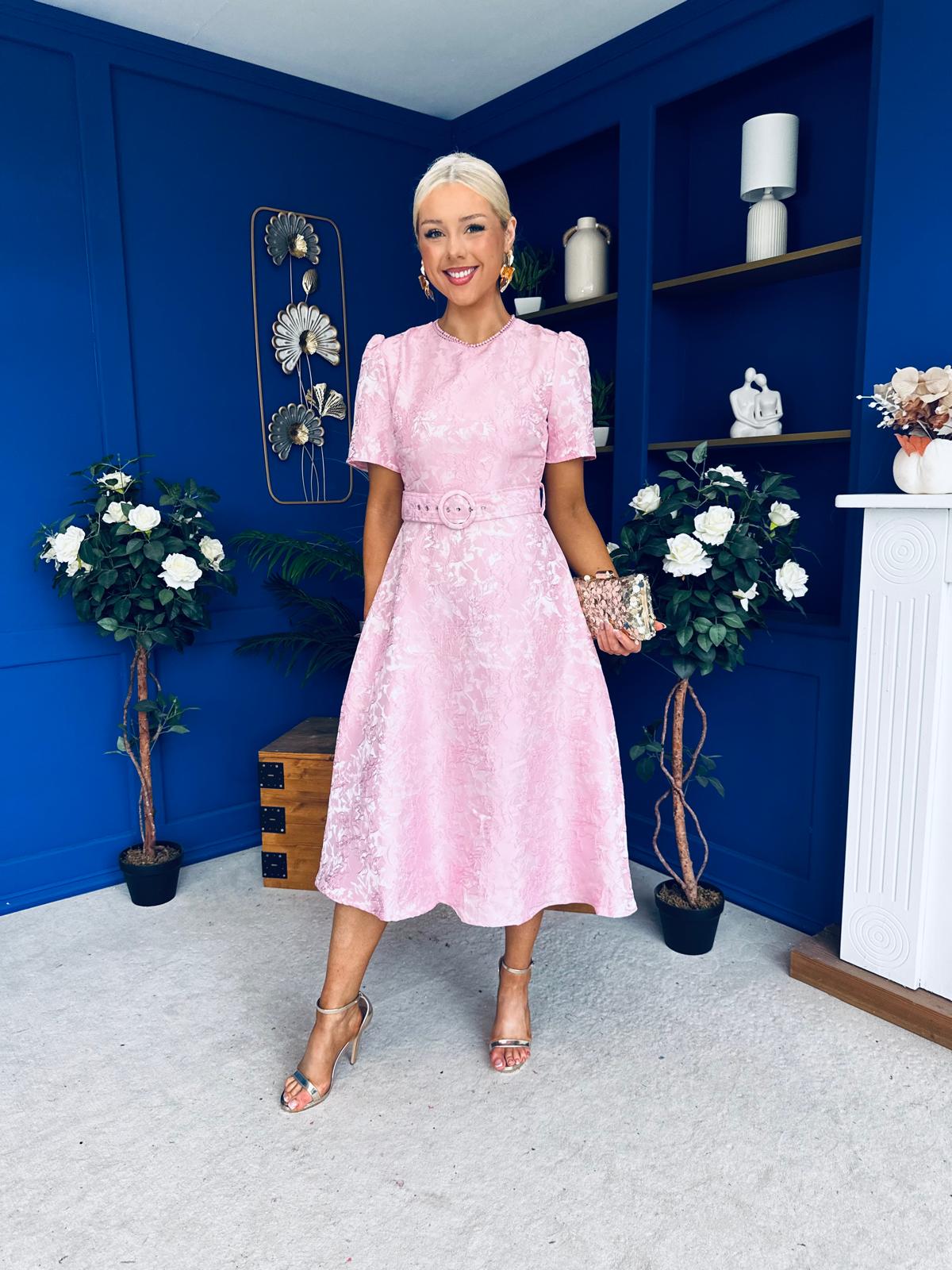 Patricia Jacquard Occasion Dress Pink