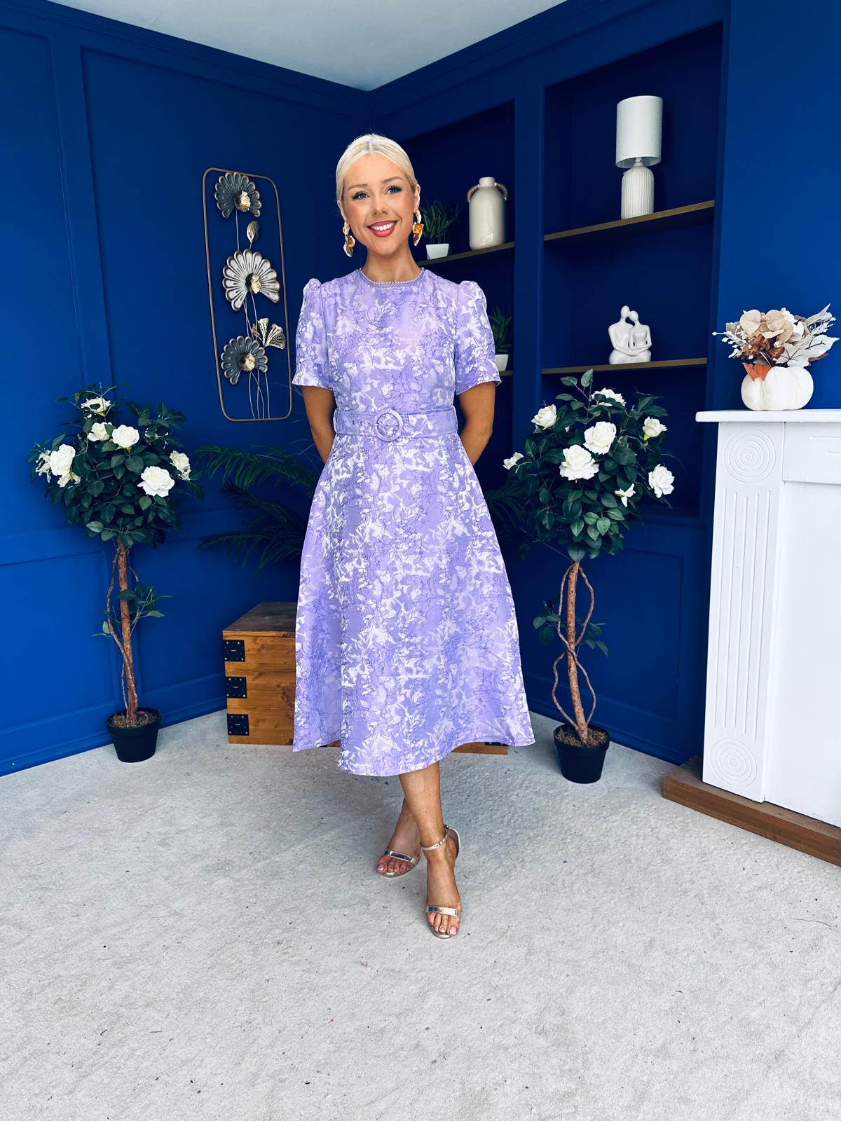 Patricia Jacquard Occasion Dress Lilac