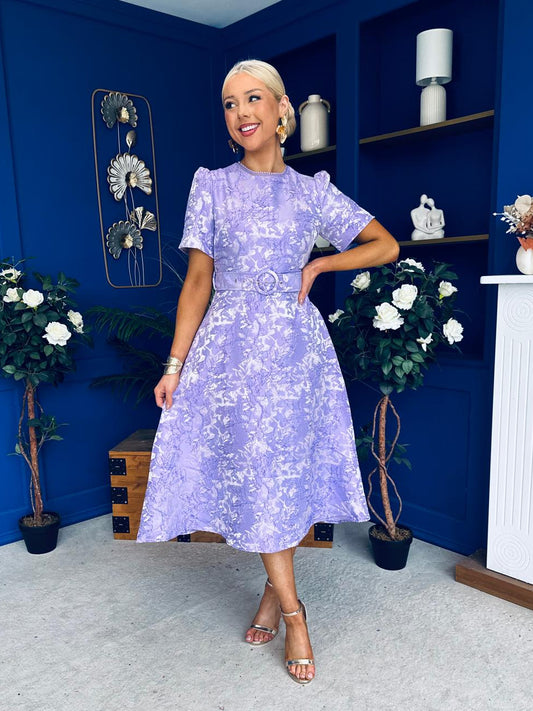 Patricia Jacquard Occasion Dress Lilac