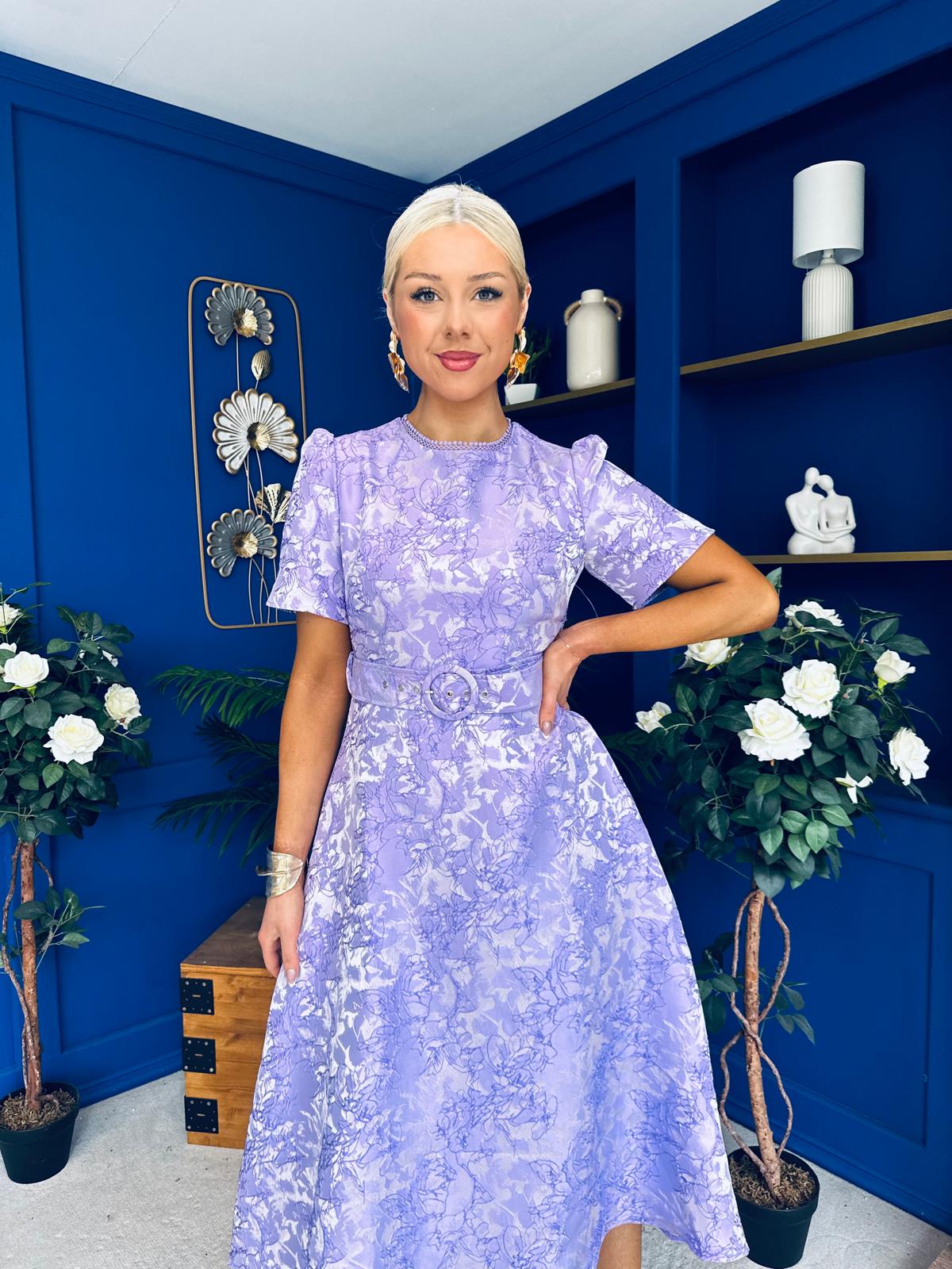 Patricia Jacquard Occasion Dress Lilac
