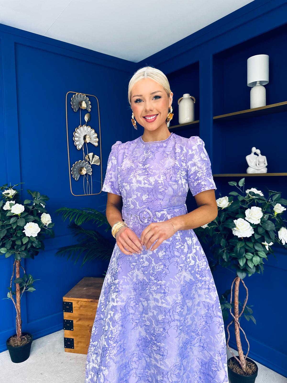 Patricia Jacquard Occasion Dress Lilac