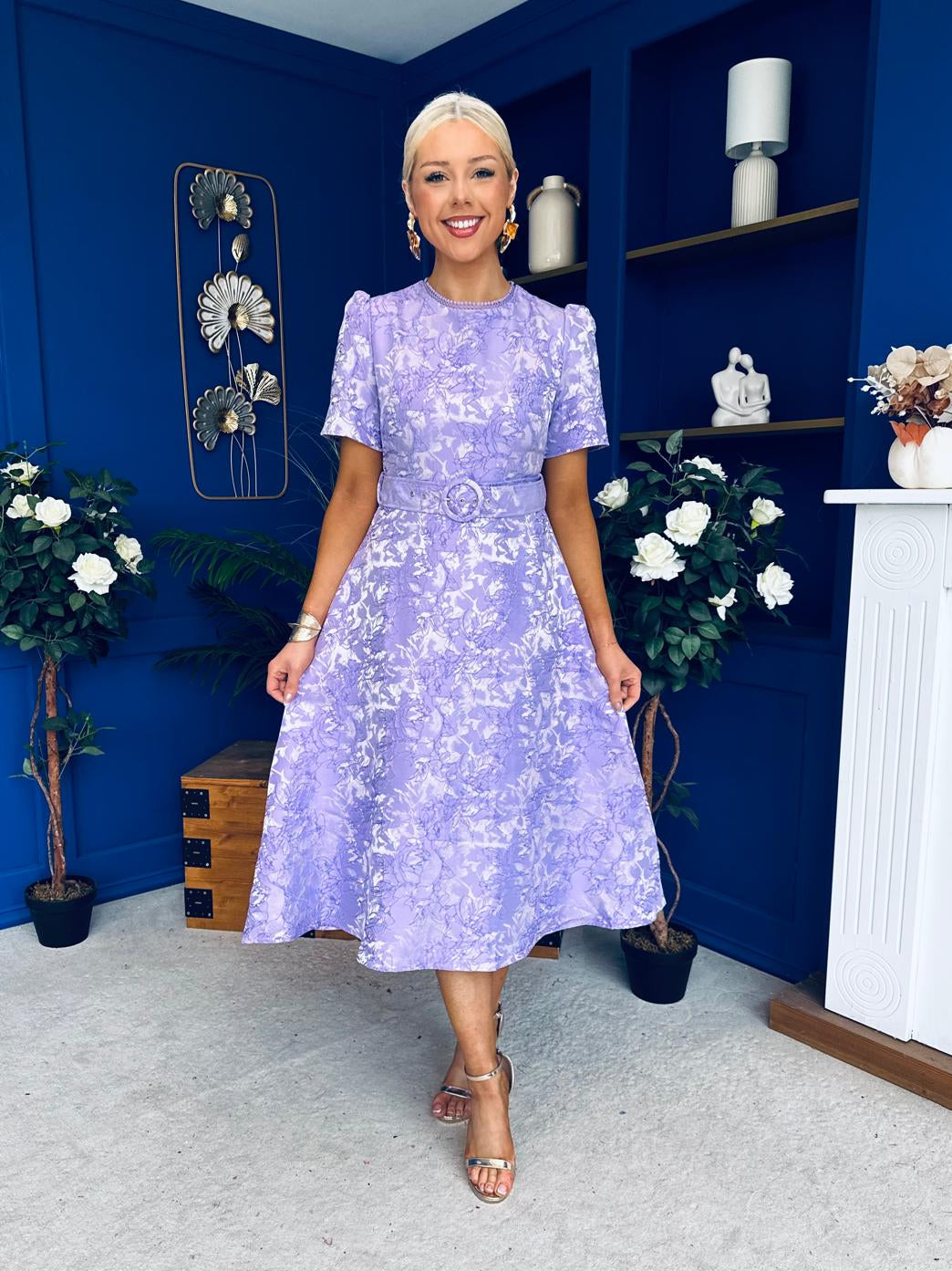Patricia Jacquard Occasion Dress Lilac