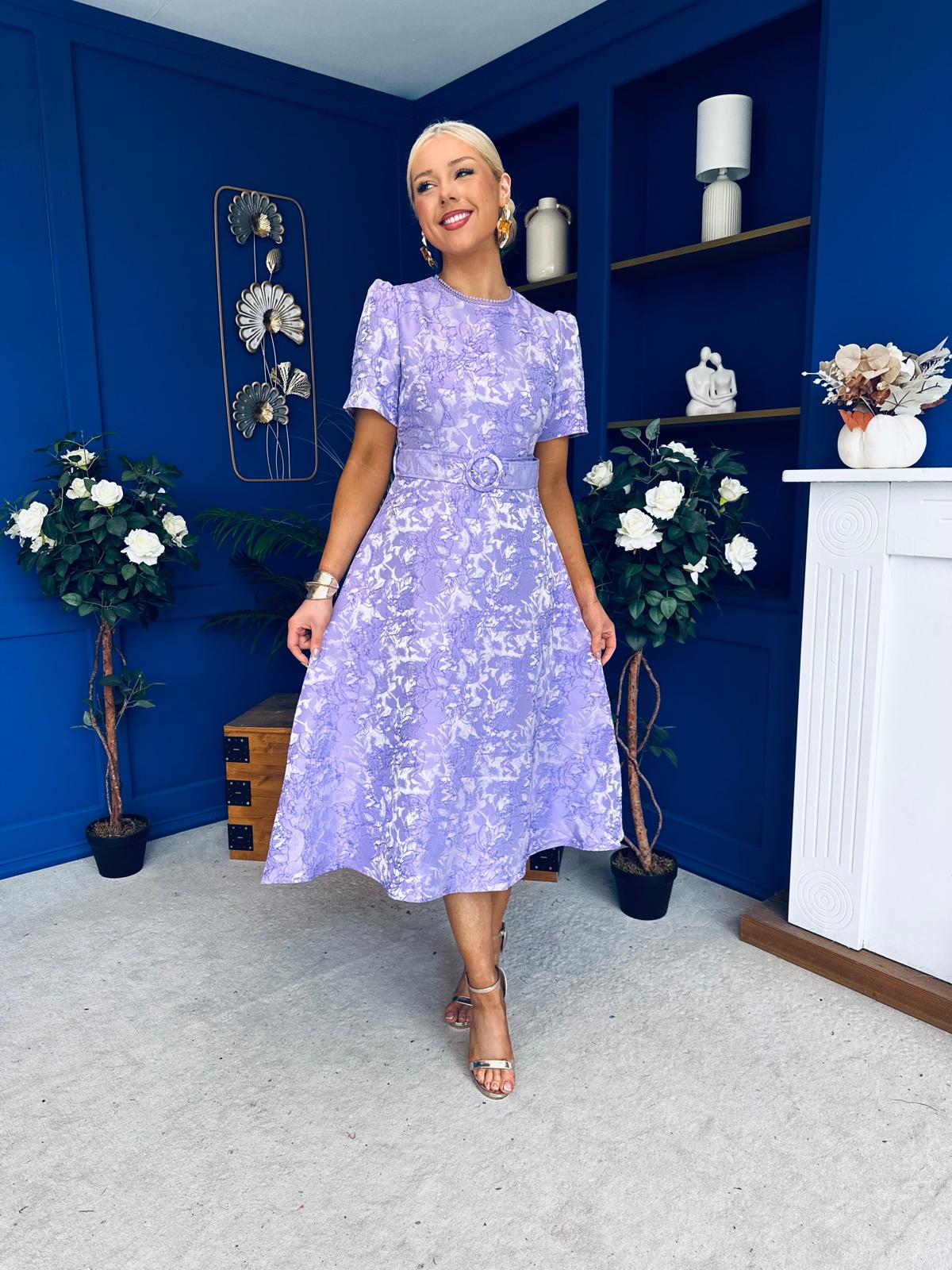 Patricia Jacquard Occasion Dress Lilac