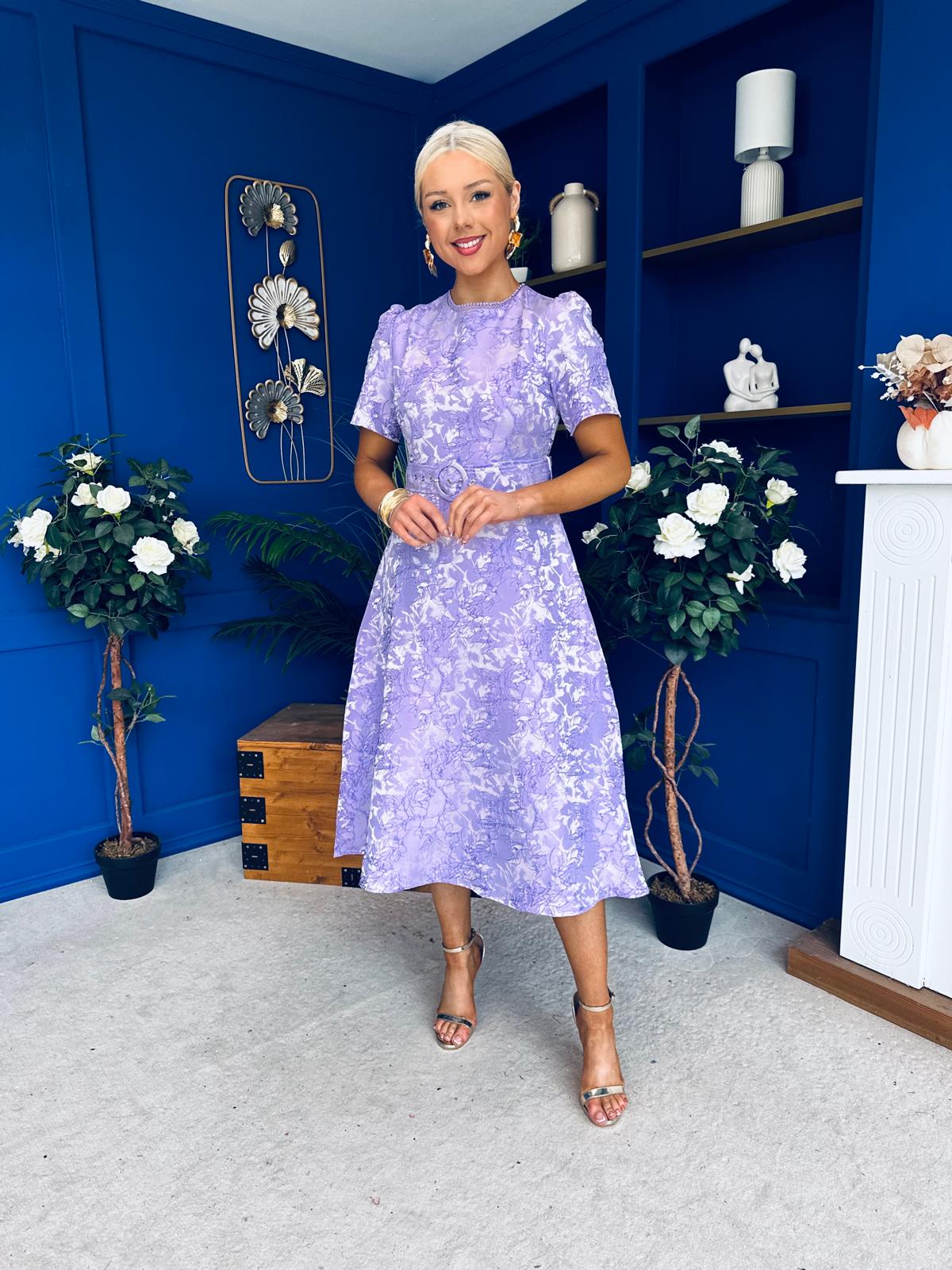Patricia Jacquard Occasion Dress Lilac