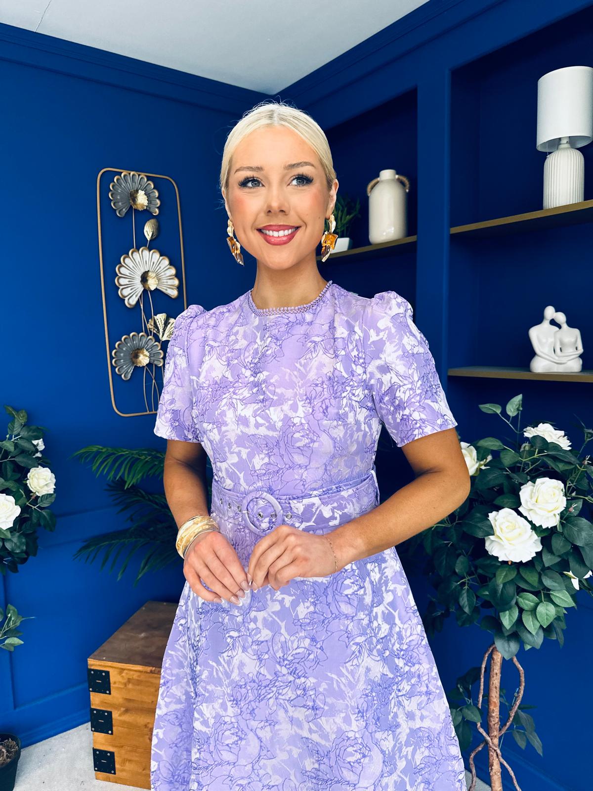 Patricia Jacquard Occasion Dress Lilac