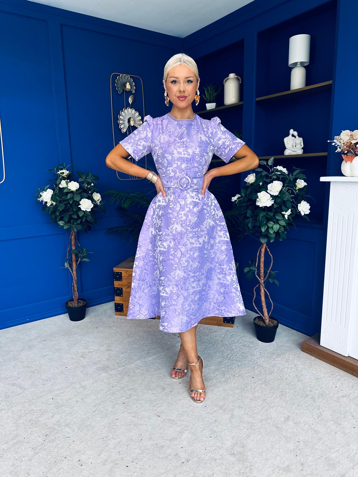 Patricia Jacquard Occasion Dress Lilac