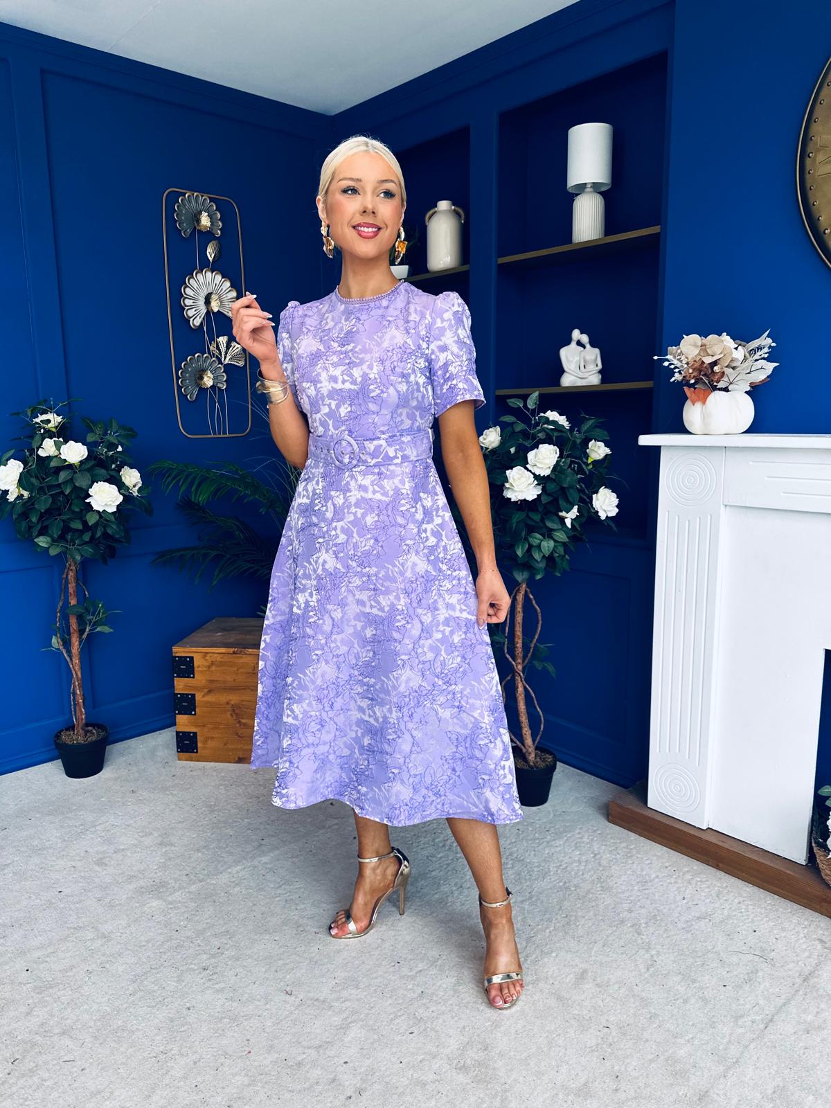 Patricia Jacquard Occasion Dress Lilac