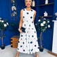 Samantha Tiered Midi Dress Polka White