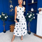 Samantha Tiered Midi Dress Polka White