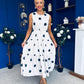 Samantha Tiered Midi Dress Polka White