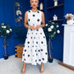 Samantha Tiered Midi Dress Polka White