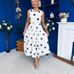 Samantha Tiered Midi Dress Polka White