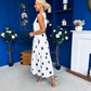 Samantha Tiered Midi Dress Polka White
