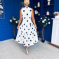 Samantha Tiered Midi Dress Polka White