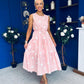Samantha Tiered Midi Dress Polka Pink