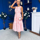 Samantha Tiered Midi Dress Polka Pink