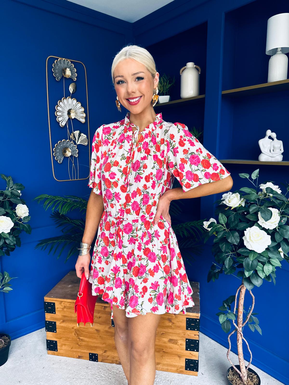 Gerri Hem Detail Mini Dress Rose