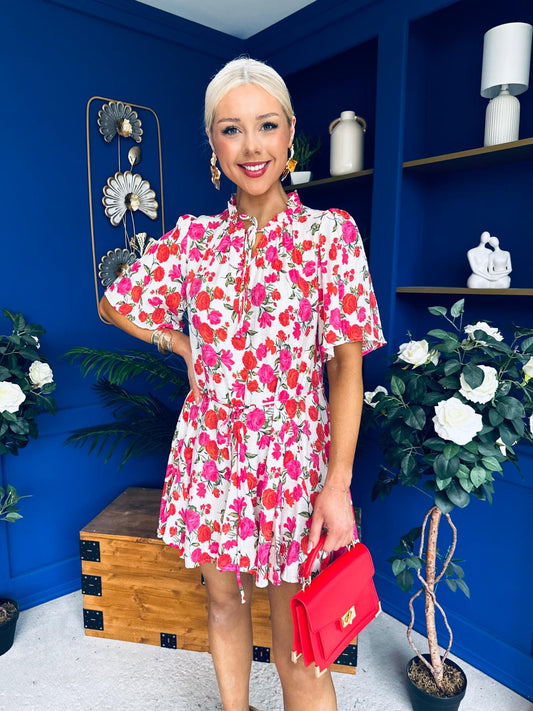 Gerri Hem Detail Mini Dress Rose