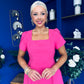 Reeve Square Neck Mini Dress Hot Pink