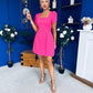 Reeve Square Neck Mini Dress Hot Pink