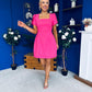 Reeve Square Neck Mini Dress Hot Pink