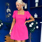 Reeve Square Neck Mini Dress Hot Pink