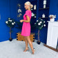 Reeve Square Neck Mini Dress Hot Pink