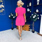 Reeve Square Neck Mini Dress Hot Pink