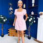 Reeve Square Neck Mini Dress Baby Pink