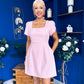 Reeve Square Neck Mini Dress Baby Pink