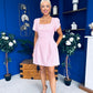Reeve Square Neck Mini Dress Baby Pink