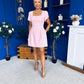 Reeve Square Neck Mini Dress Baby Pink
