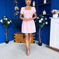 Reeve Square Neck Mini Dress Baby Pink