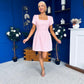 Reeve Square Neck Mini Dress Baby Pink