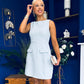 Athenia Pocket Detail Tweed Mini Dress Blue