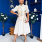 Renata Floral Boarder Print Print Midi Dress Cream