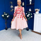 Renata Floral Boarder Print Print Midi Dress Pink
