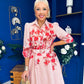 Renata Floral Boarder Print Print Midi Dress Pink