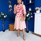 Renata Floral Boarder Print Print Midi Dress Pink