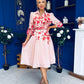 Renata Floral Boarder Print Print Midi Dress Pink