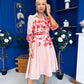 Renata Floral Boarder Print Print Midi Dress Pink
