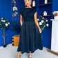 Breffy Asymmetric Neckline Skater Midi Black