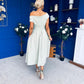 Breffy Asymmetric Neckline Skater Midi Sage