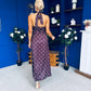 Georgie Lace Trim Halterneck Dress Polka Burgundy